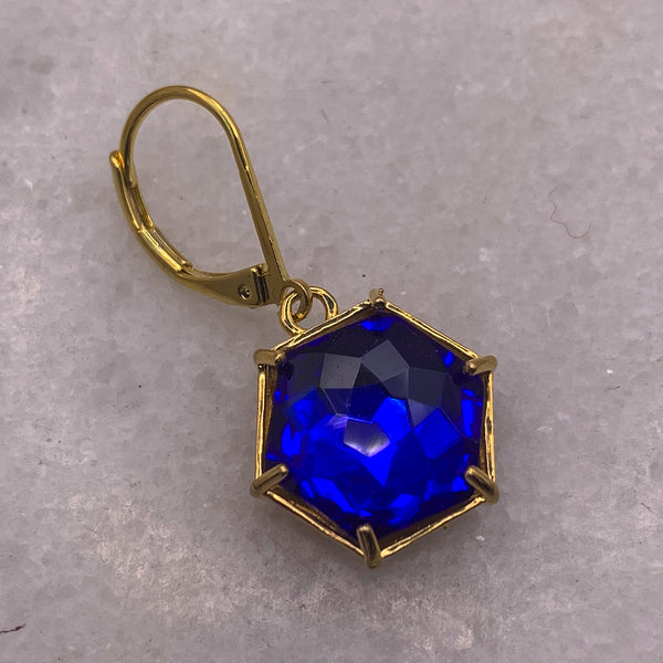 Sapphire | Hexagon Crystal | Gold | Glamour Jewellery| Handmade in Australia