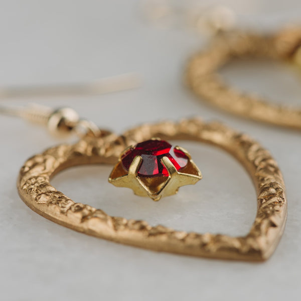 Ruby Earrings | Vintage Heart Jewellery | Star Ruby | Handmade in Australia