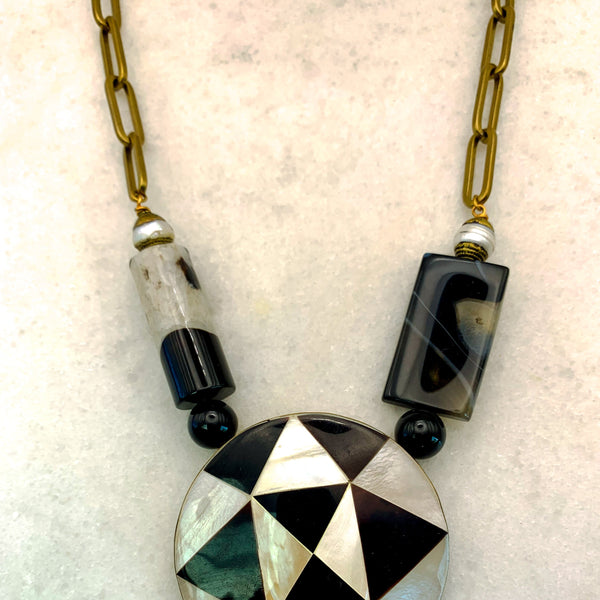 Mother of Pearl | Vintage Mosaic | Onyx | Freshwater Pearl | Handmade in Australia