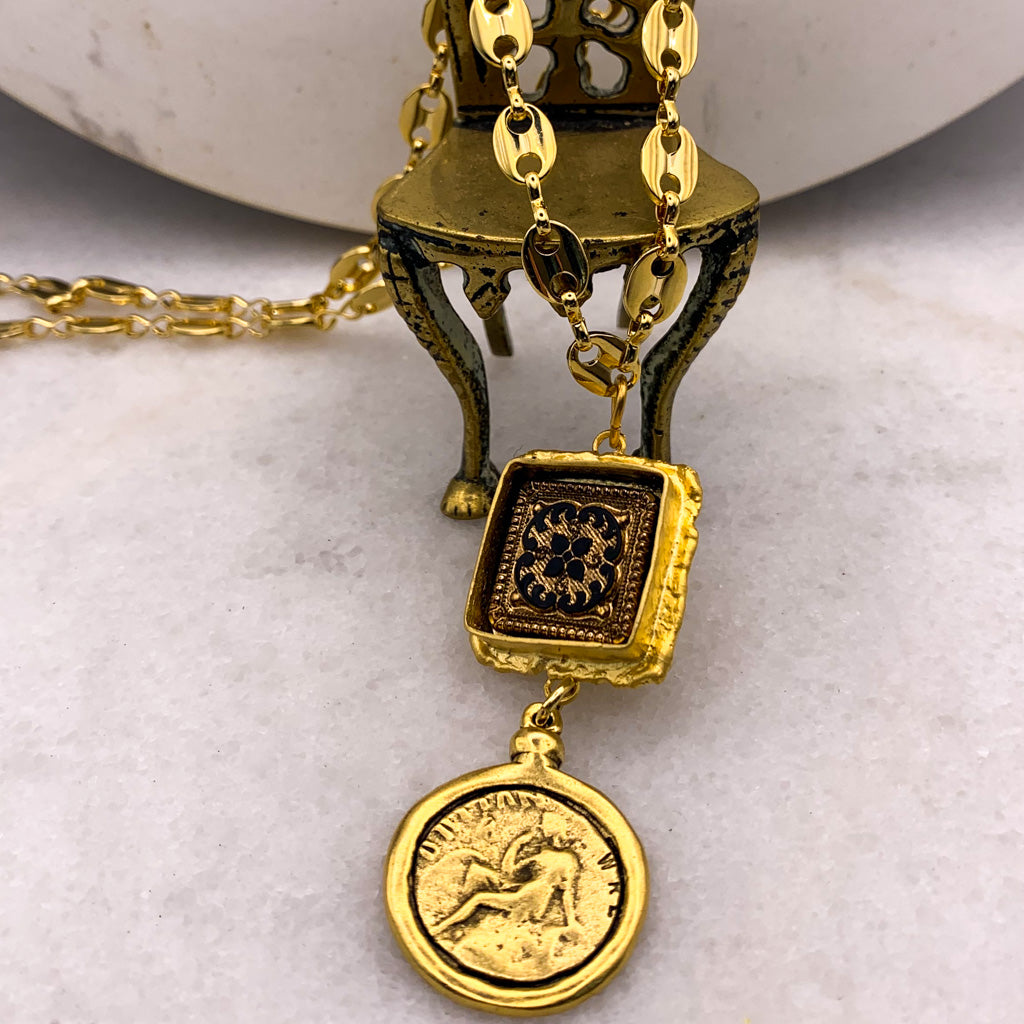 Gold Filled | Bohemian Style | Vintage Hand Gilded Cameo | Handmade in Australia