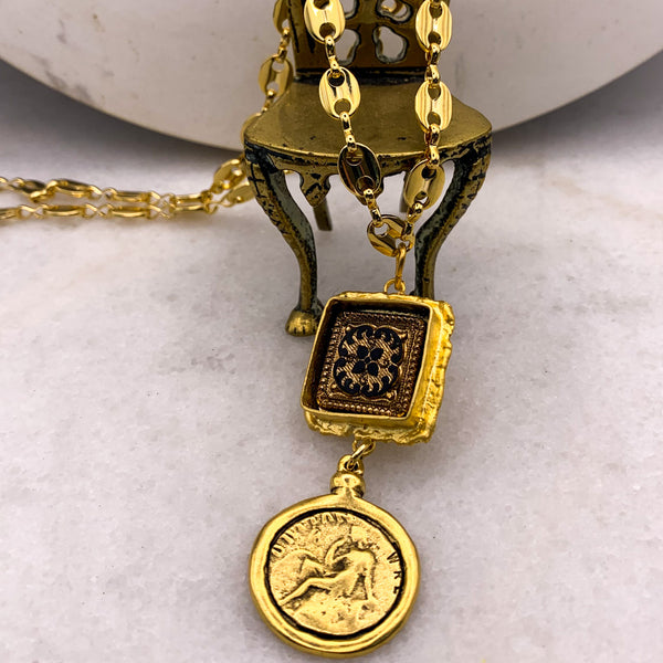 Gold Filled | Bohemian Style | Vintage Hand Gilded Cameo | Handmade in Australia