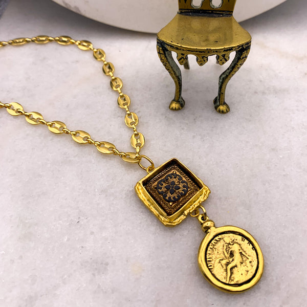 Gold Filled | Bohemian Style | Vintage Hand Gilded Cameo | Handmade in Australia