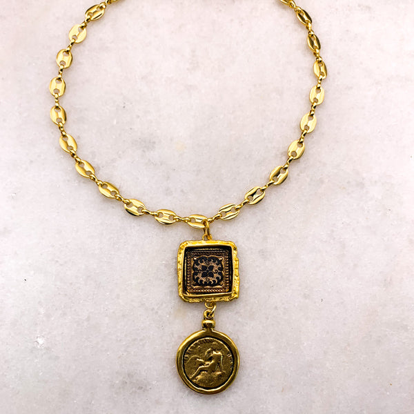 Gold Filled | Bohemian Style | Vintage Hand Gilded Cameo | Handmade in Australia