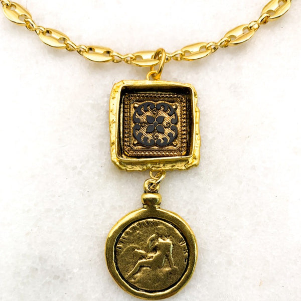 Gold Filled | Bohemian Style | Vintage Hand Gilded Cameo | Handmade in Australia