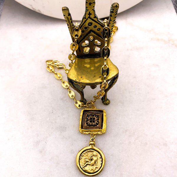 Gold Filled | Bohemian Style | Vintage Hand Gilded Cameo | Handmade in Australia