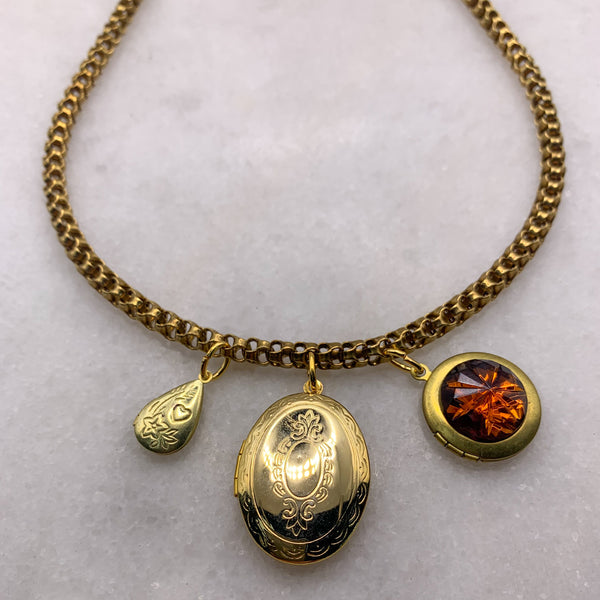 Locket Necklace | Vintage Chain | Handmade in Australia | Topaz Cut Crystal Jewel