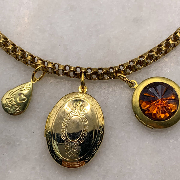 Locket Necklace | Vintage Chain | Handmade in Australia | Topaz Cut Crystal Jewel