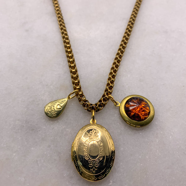 Locket Necklace | Vintage Chain | Handmade in Australia | Topaz Cut Crystal Jewel