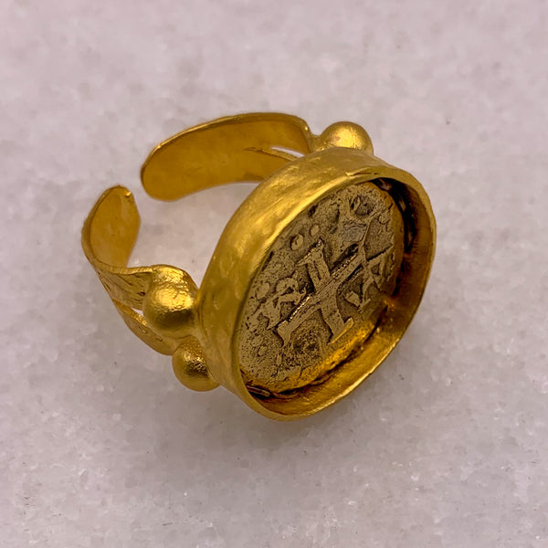 Old Vintage Medallion Ring | Gold Filled | Cross | Handmade in Australia 
