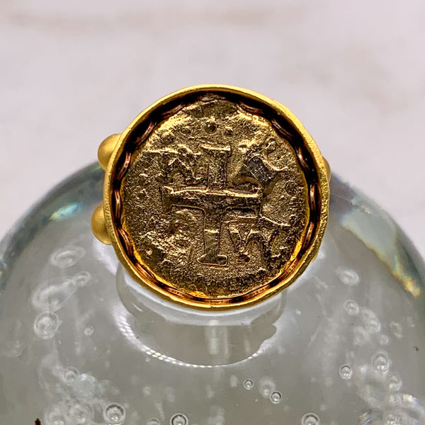 Old Vintage Medallion Ring | Gold Filled | Cross | Handmade in Australia 